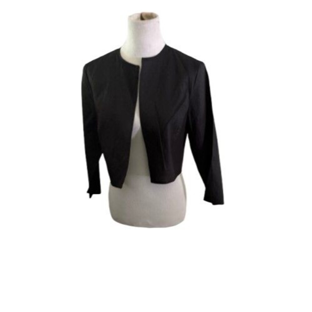 NWOT Finity Open Front Long Sleeve Cropped Black Balero Jacket Size 10